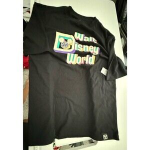 NWT Walt Disney World Black T-Shirt Adult Small | 70s Retro Logo Parks Exclusive